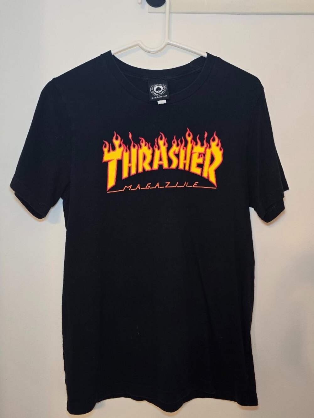 Thrasher Magazine Flame Logo T-Shirt Men's Medium Black Skate Streetwear